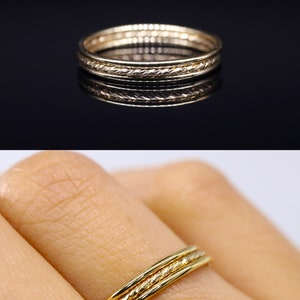 Set 3 gouden ringen, stapelbare ringen, 14k gevuld goud, midi ring, vrouwen ringen, delicate ring, gouden juweel, dunne ring, moderne ring afbeelding 3