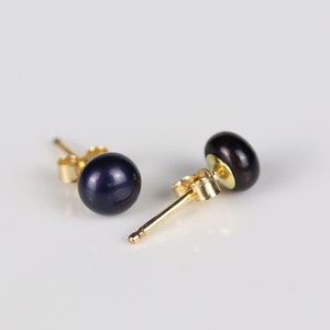 Gold filled earrings, cultured pearl studs, everyday earrings, 4-5mm earrings, black pearl studs, simple earrings, dainty earrings