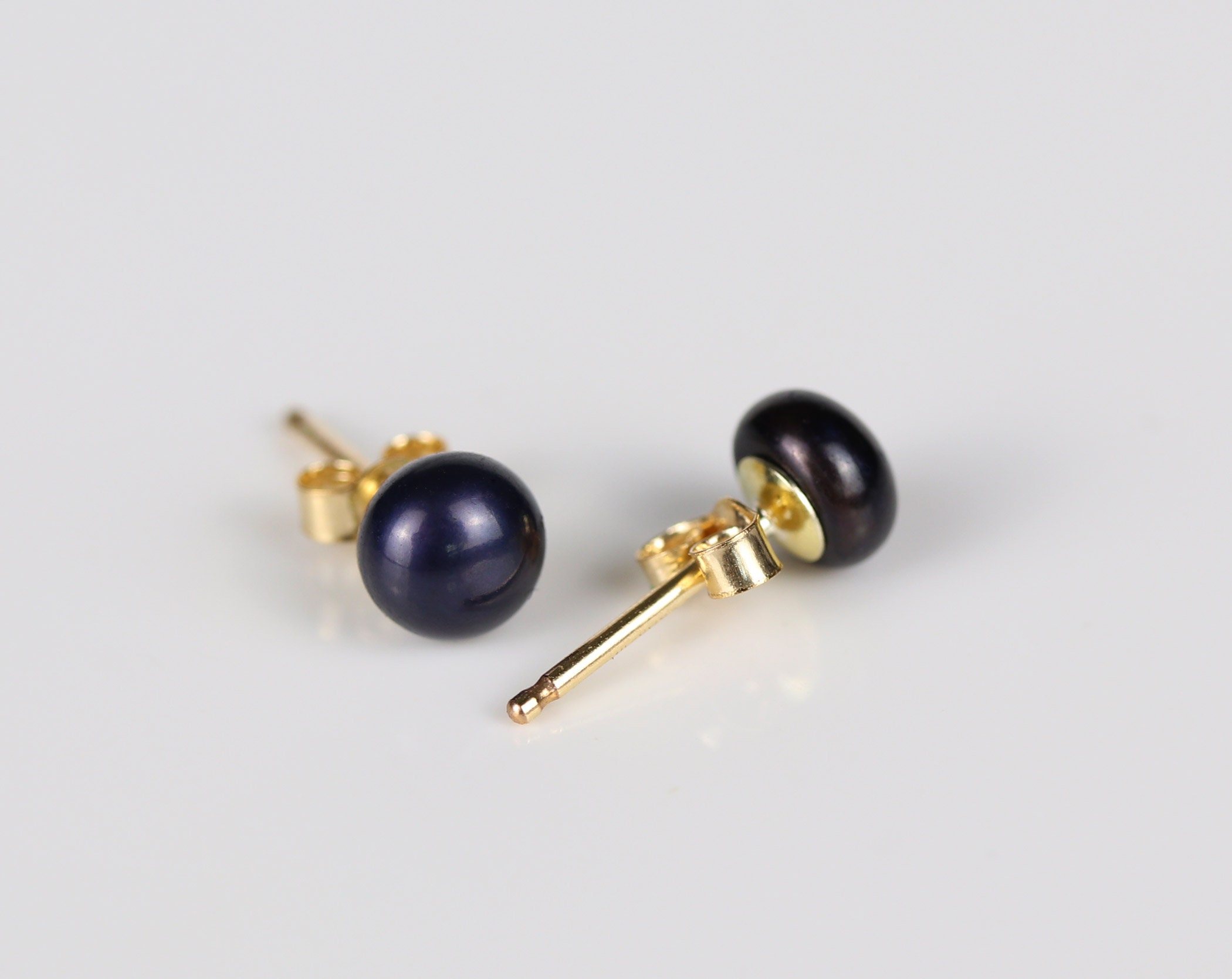 Gold filled earrings, cultured pearl studs, everyday earrings, 4-5mm earrings, black pearl studs, simple earrings, dainty earrings
