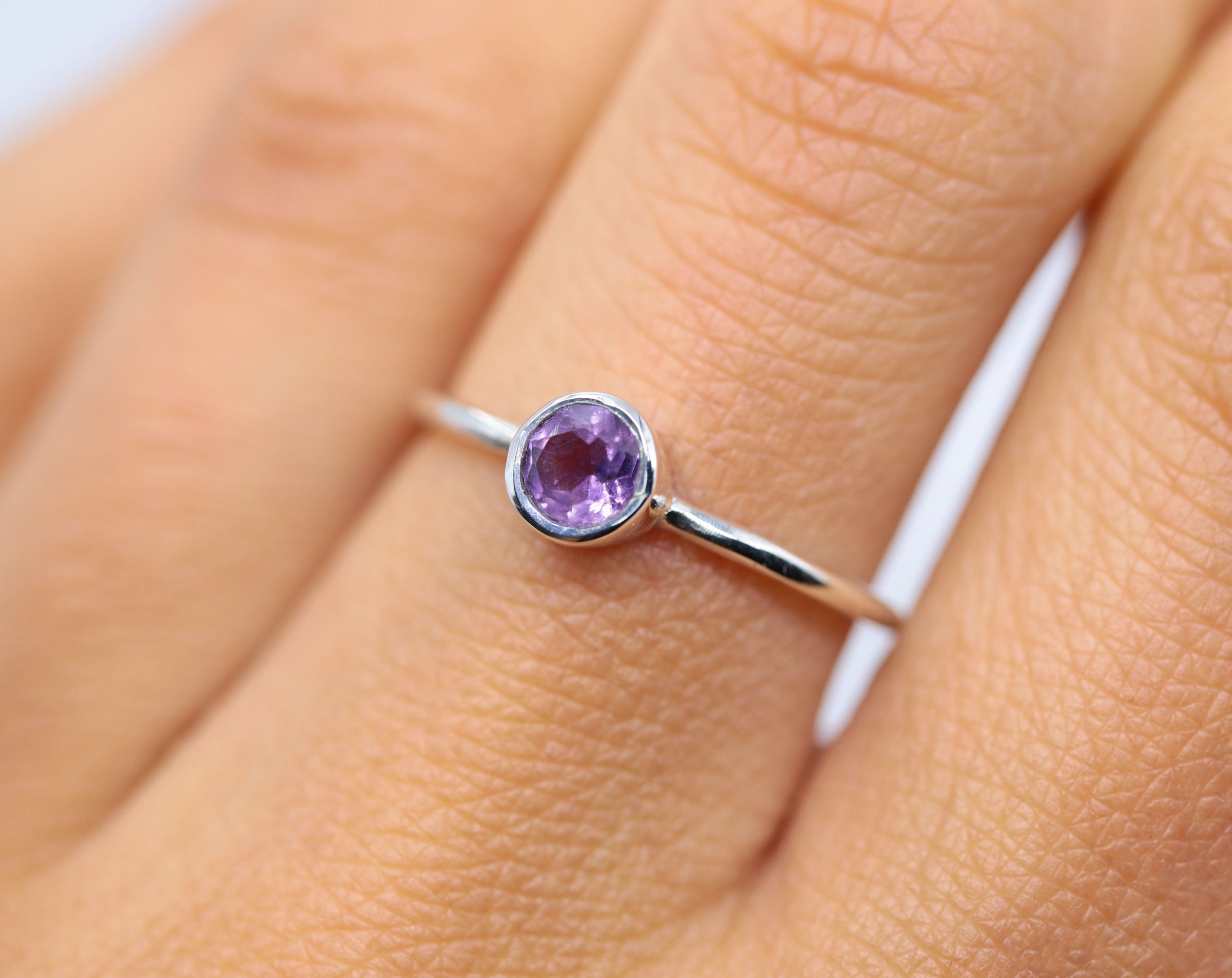 Natural Amethyst Ring, Silver Ring, Womens Ring, Amethyst Jewelry, Simple  Ring, Birthstone Ring, Thin Ring, February Ring, S925 Ring - Etsy