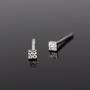 Tiny stud earrings, square earrings, sterling silver studs, minimalist earrings, boho earrings, geometric earrings, bohemian jewelry image 3