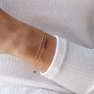Ruby bracelet, gold bracelet, dainty bracelet, birthstone jewelry, silver bracelet, natural stone, elegant bracelet, women jewelry, handmade
