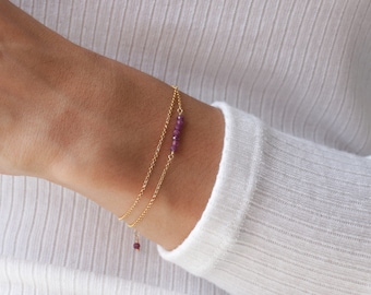 Ruby bracelet, gold bracelet, dainty bracelet, birthstone jewelry, silver bracelet, natural stone, elegant bracelet, women jewelry, handmade