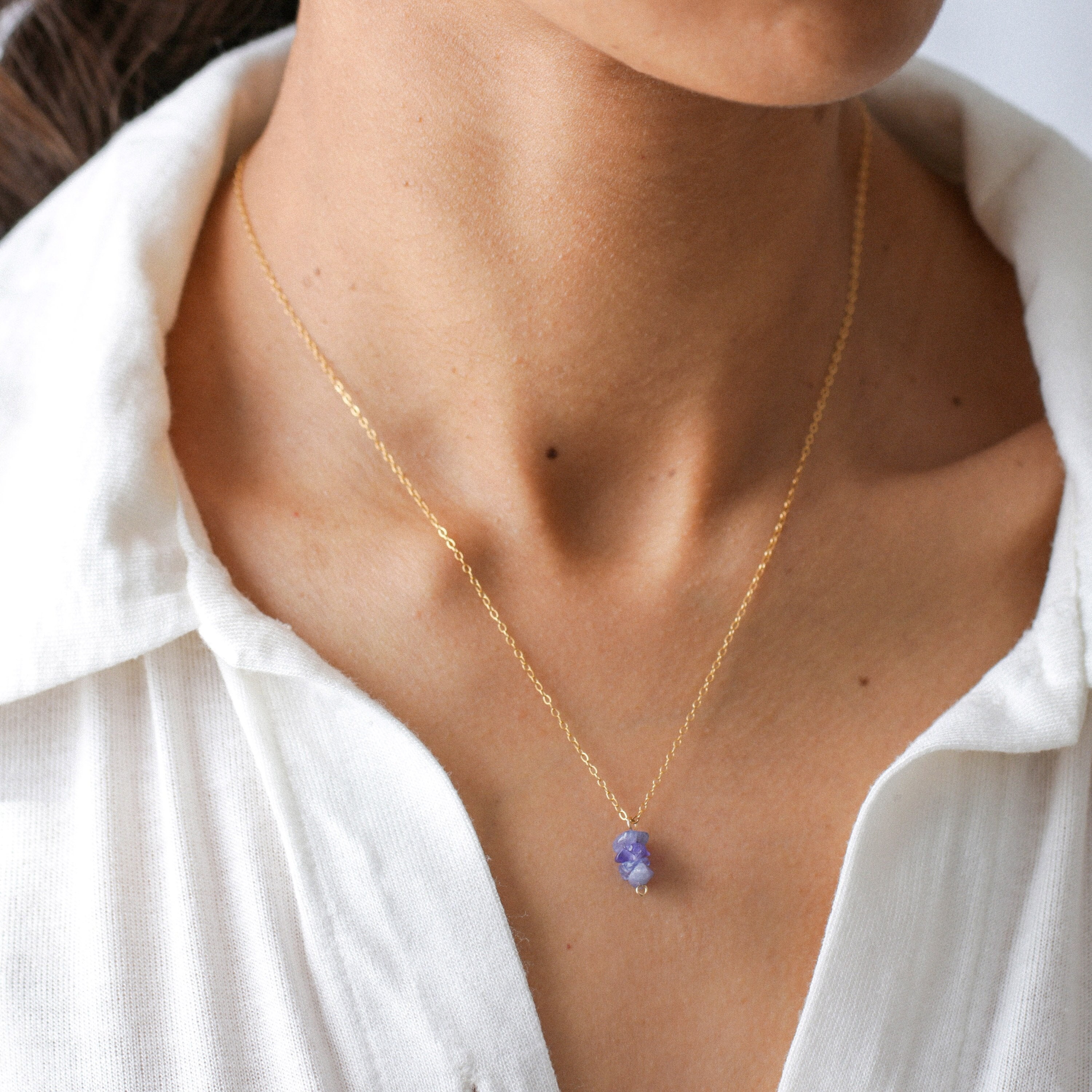 Gold clearance tanzanite necklaces