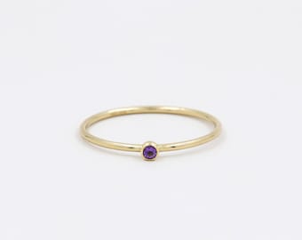Natural amethyst ring, thin gold ring, stone ring, 14k gold filled, february ring, amethyst jewelry, minimalist ring, birthstone jewelry