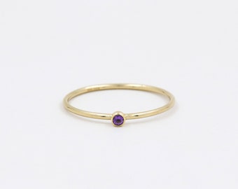 Natural amethyst ring, thin gold ring, stone ring, 14k gold filled, february ring, amethyst jewelry, minimalist ring, birthstone jewelry