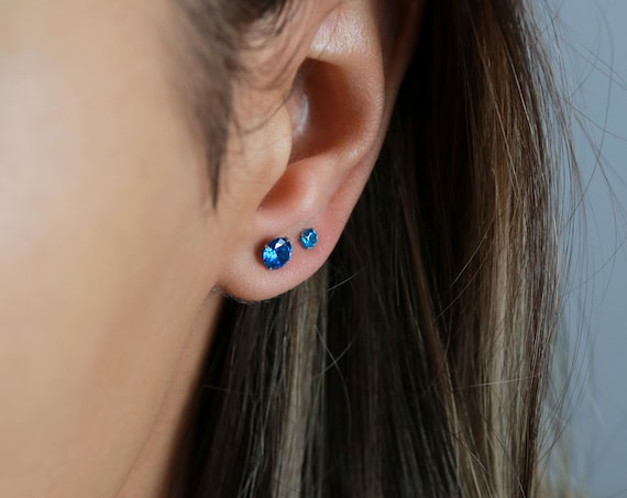 Orecchini in argento massiccio 925 Sterling con topazio blu