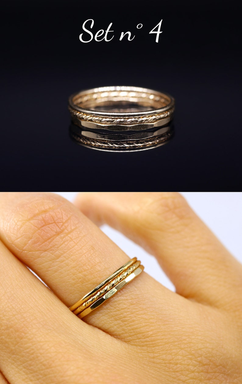 Set 3 gouden ringen, stapelbare ringen, 14k gevuld goud, midi ring, vrouwen ringen, delicate ring, gouden juweel, dunne ring, moderne ring afbeelding 6