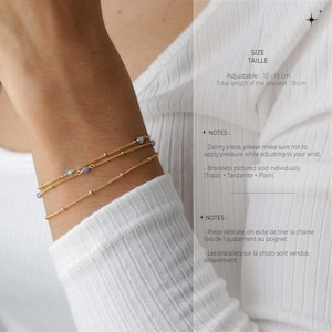Pulsera de cuarzo rosa, pulsera de oro, pulsera minimalista, piedra de nacimiento, pulsera de plata, piedra natural, pulsera elegante, joyería de mujer imagen 7
