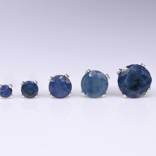 Sapphire earrings, gemstone studs, silver earrings, simple studs, tiny earrings, 2-6 mm, gold studs, post earrings, birthstone jewelry