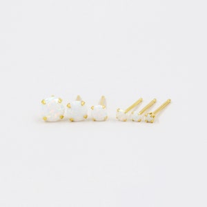 Opal studs earrings, minimalist studs, tiny studs, boho earrings, sterling silver, dainty earrings, 14k gold filled, small earrings