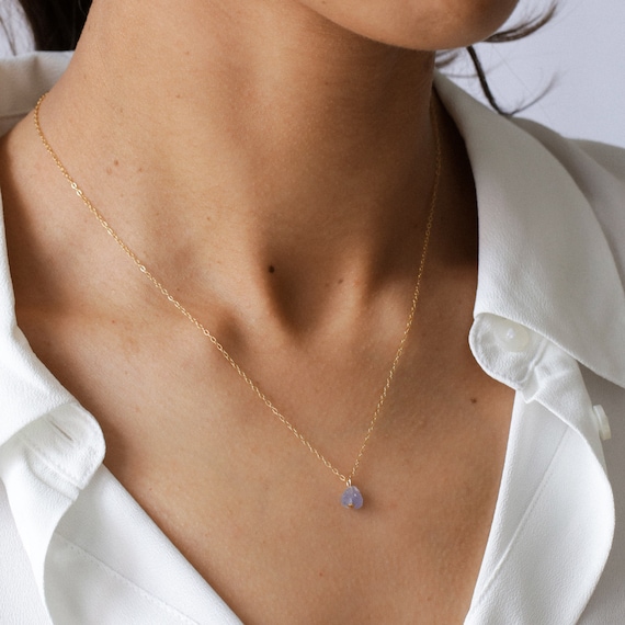 Gold tanzanite hotsell necklaces