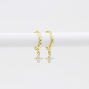 Ensemble boucles d'oreilles, boucles minimalistes, petite boucles, anneau oreille, argent massif, boucles diamant, puces d'oreilles image 6