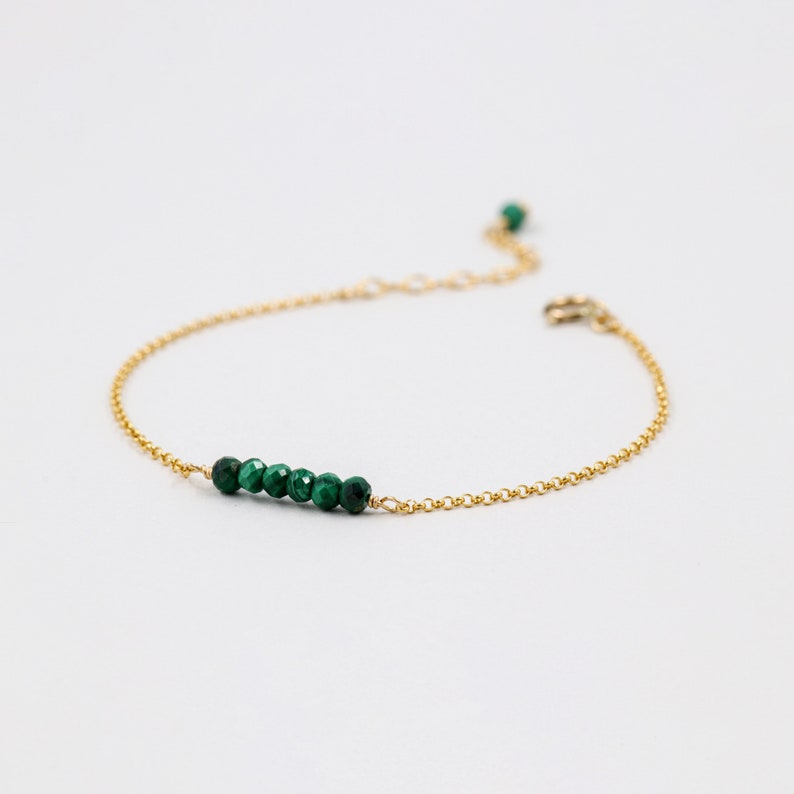 Natural malachite bracelet, elegant bracelet, gold jewelry, malachite jewelry, womens jewelry, stone bracelet, birthstone gift image 3