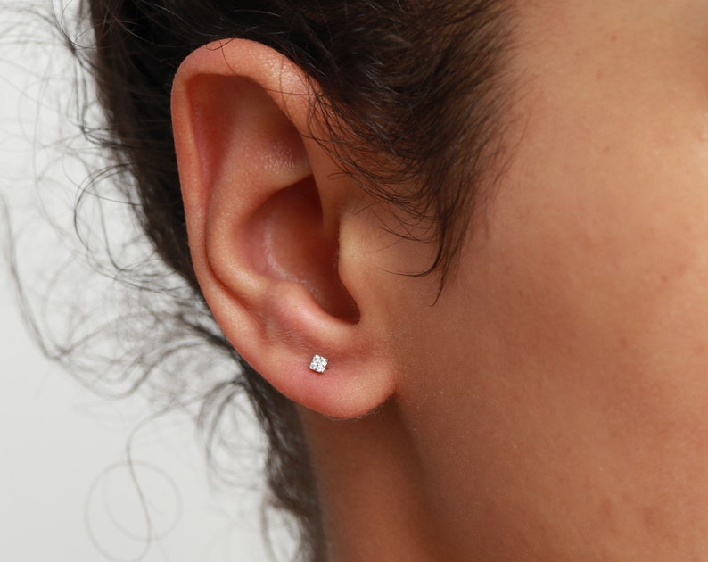 Tiny stud earrings, square earrings, sterling silver studs, minimalist earrings, boho earrings, geometric earrings, bohemian jewelry image 5