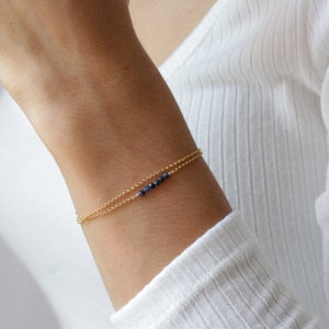 Sapphire bracelet, gold bracelet, dainty bracelet, birthstone jewelry, silver bracelet, natural stones, elegant bracelet, women jewelry image 1