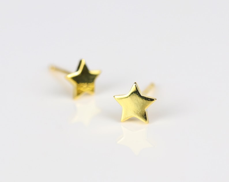 Gold star studs, tiny studs, celestial earrings, star earrings, minimalist earrings, star jewelry, celestial jewelry, gold plated studs image 2