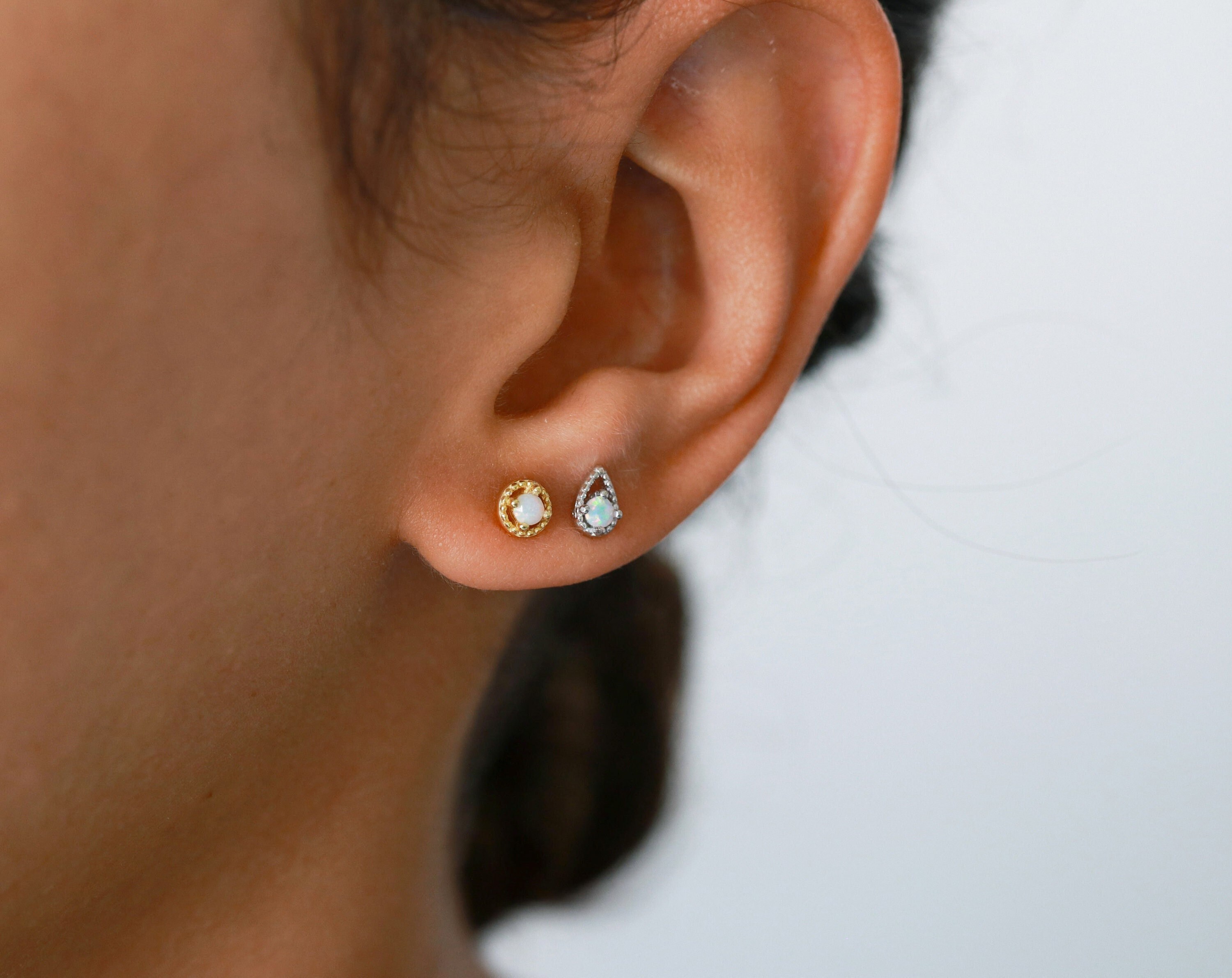 Opal earrings, tiny studs, gold earrings, elegant studs, dainty earrings, sterling silver, bridal earrings, earrings set, everyday studs