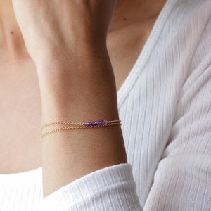 Amethyst bracelet, gold bracelet, minimalist bracelet, birthstone jewelry, silver bracelet, natural stones, elegant bracelet, women jewelry