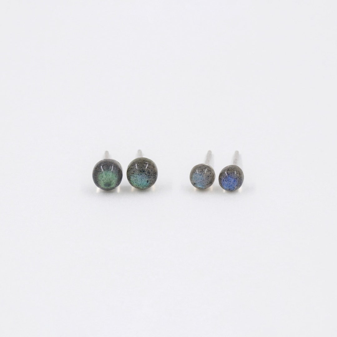 Boucles D'oreilles En Spectrolite (Labradorite) Naturelle - Création Zen En Pierres Brutes