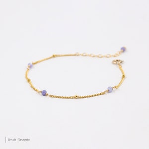 Bracelet topaze bleue, bracelet or, bracelet délicat, pierre naissance, bracelet argent, pierre naturelle, bracelet élégant, bijoux femme image 3