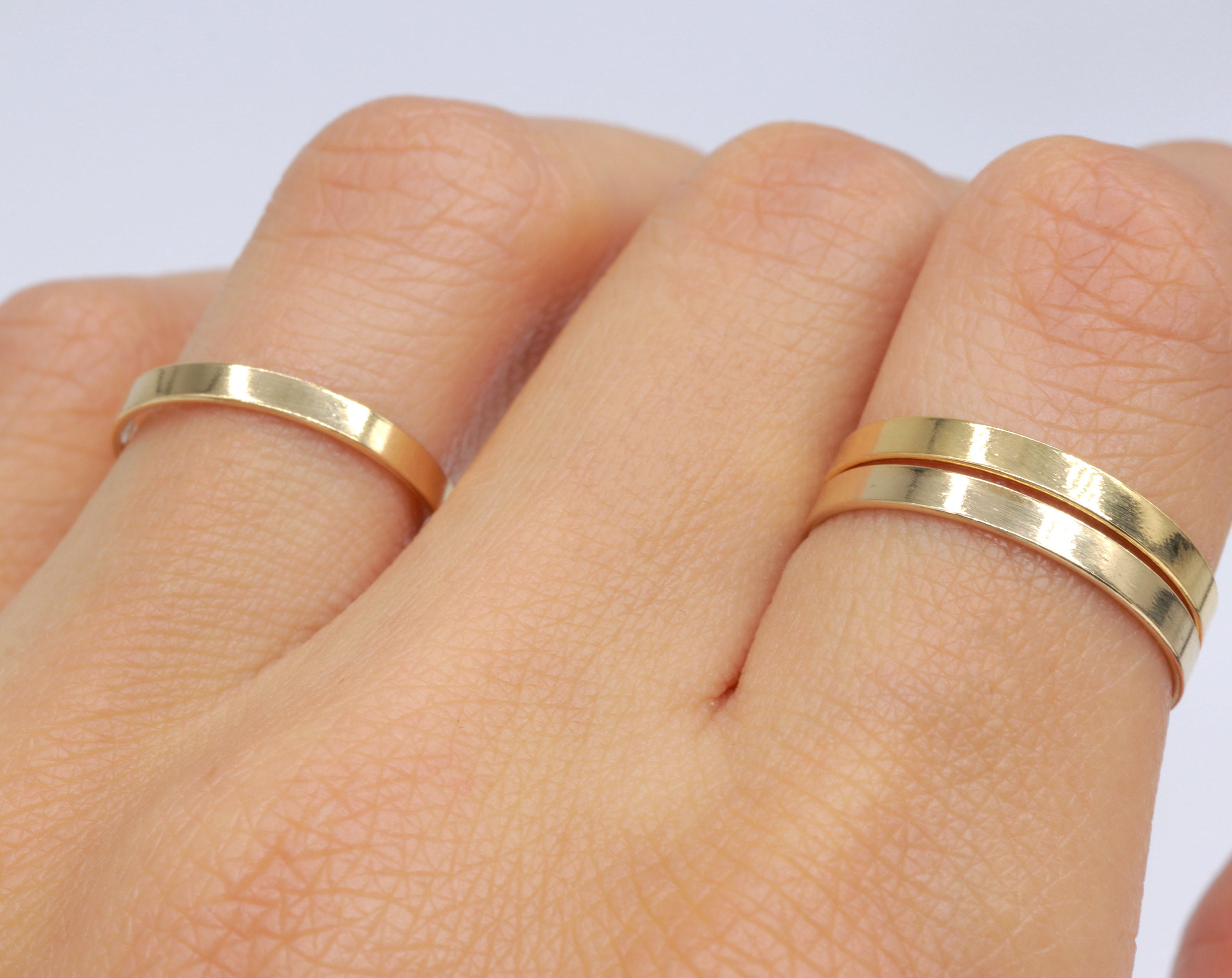 Chunky Rings for Women - Gold Plated Rings for Women, Chunky Gold Ring  Bands, Gold Stacking Rings