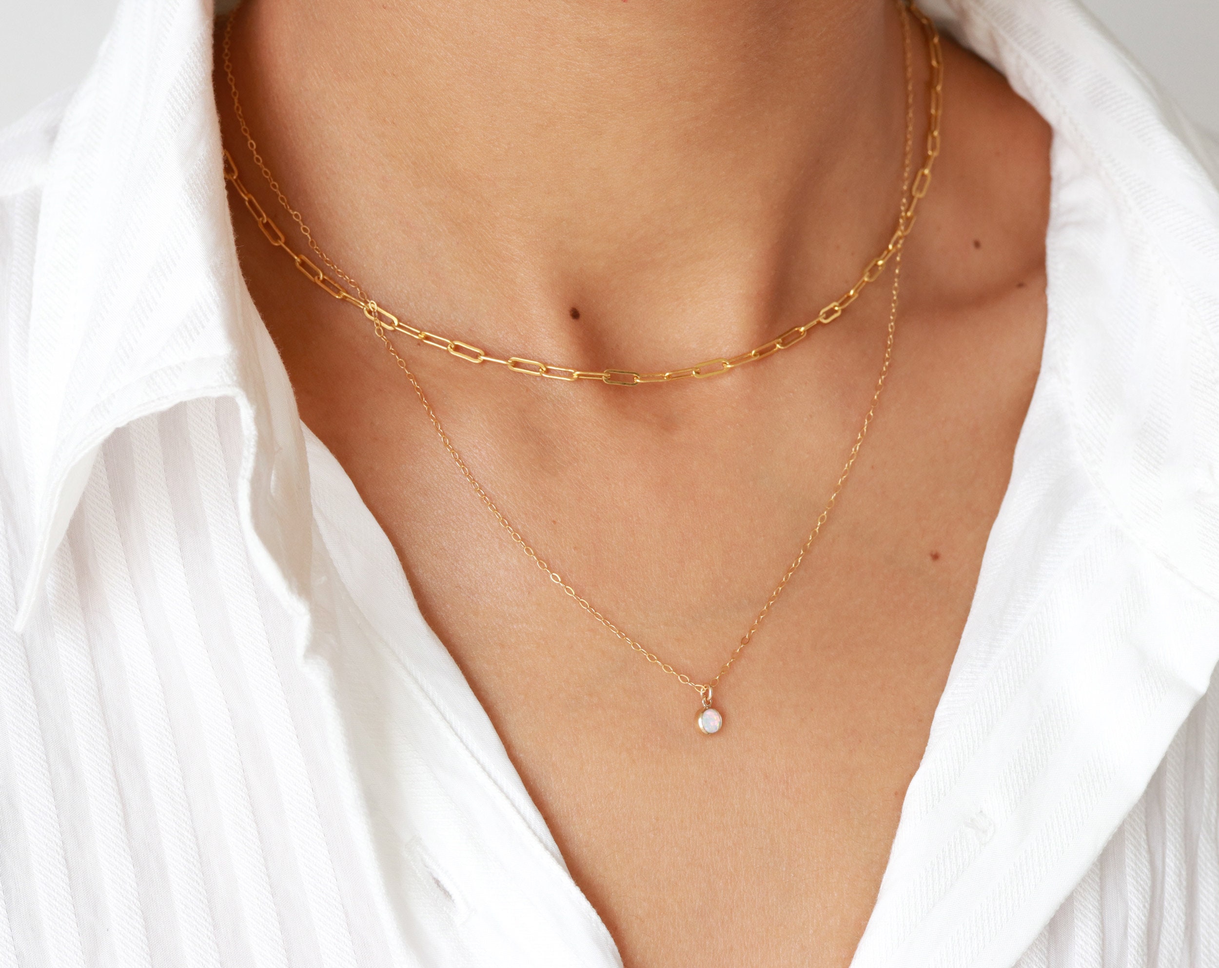 Opal necklace, dainty necklace, gold necklace, minimalist necklace, s…