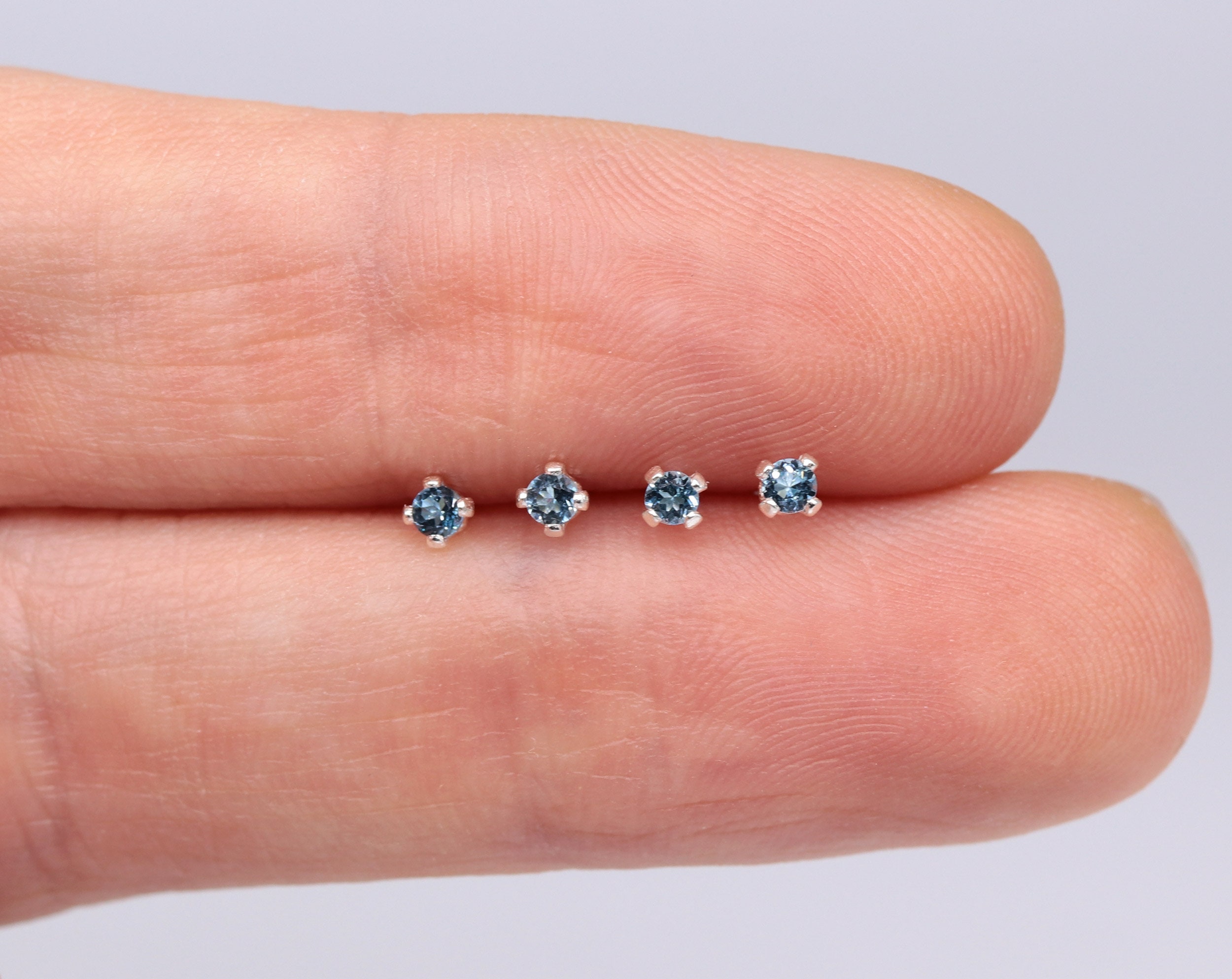 London Blue Topaz Studs ~ Sterling Silver main image 1