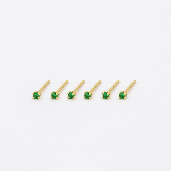 Emerald studs, minimalist earrings, gold studs, silver earrings, sterling silver, tiny studs, simple earrings, studs earrings, women earring