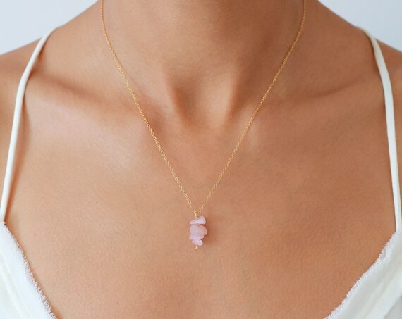 Rose Quartz Necklace 14k Gold Filled 
