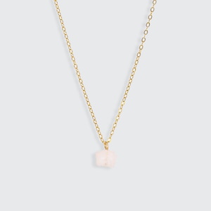 Rose quartz necklace, gold necklace, dainty necklace, natural stone, crystal necklace, bridal necklace, raw stone, silver necklace zdjęcie 2