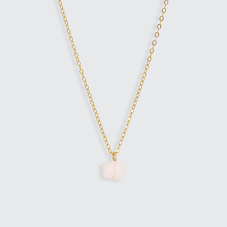 Rose quartz necklace, gold necklace, dainty necklace, natural stone, crystal necklace, bridal necklace, raw stone, silver necklace imagem 2