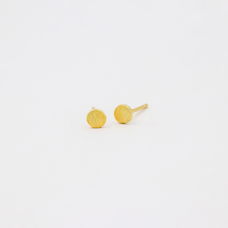 Puces rondes, boucles minimalistes, petites puces, boucles d'oreilles or, argent massif, puces cercles, bijou femme, puces simples image 4