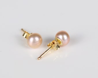 14k gold filled studs, freshwater pearl earrings, 4-5mm studs, gold earrings, bridal earrings, minimalist earrings, delicate earrings