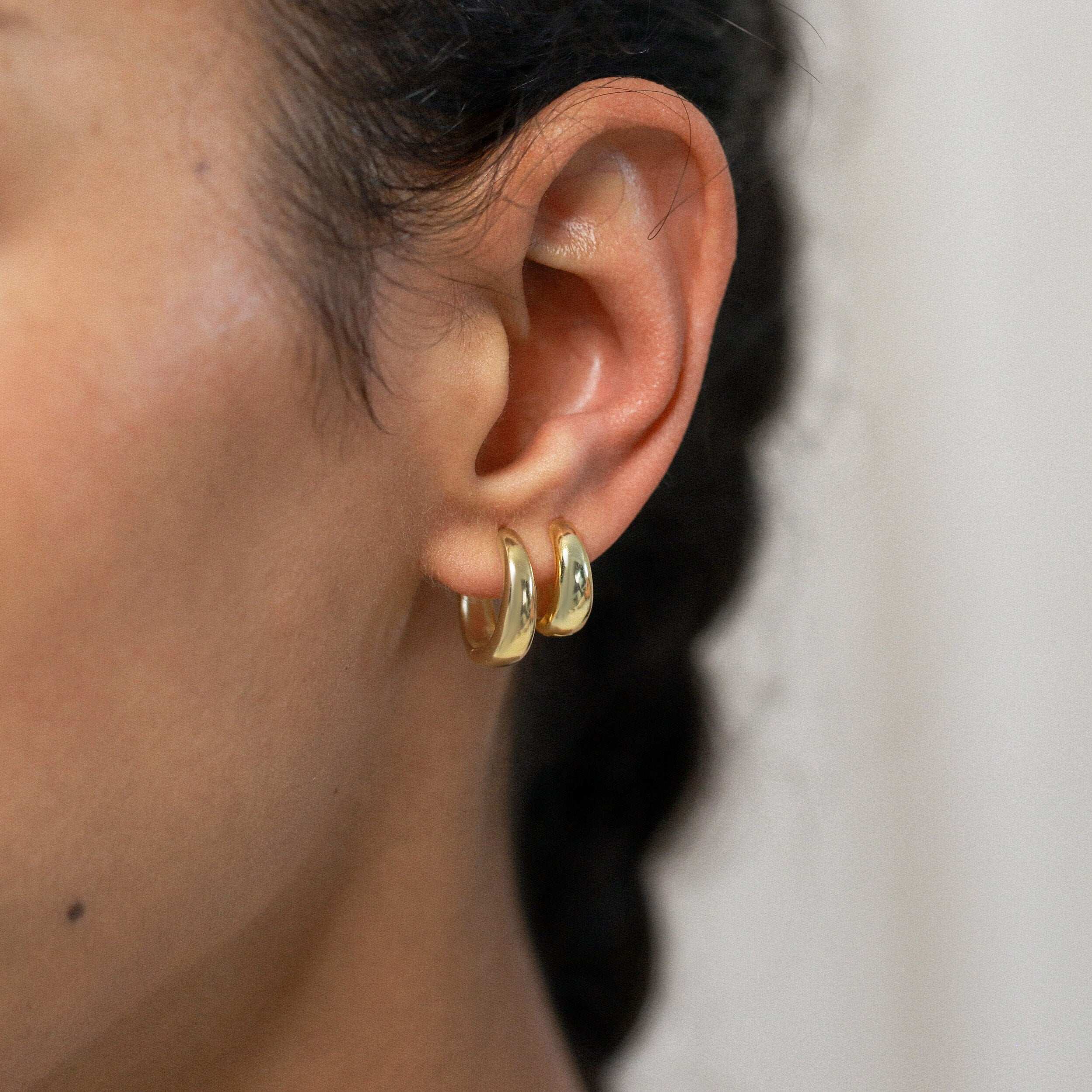 Dome hoops, huggie earrings, chunky hoops, dainty earrings, gold earrings, sterling silver, everyday hoops, boho earrings, gold hoops
