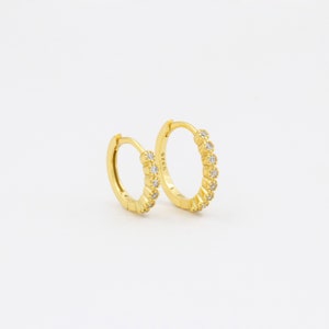 Minimalistische hoepel oorbellen, diamanten hoepel oorbellen, gouden oorbellen, oorring, massief zilver, kleine hoepel oorbellen, gouden hoepel oorbellen, zilveren hoepel oorbellen