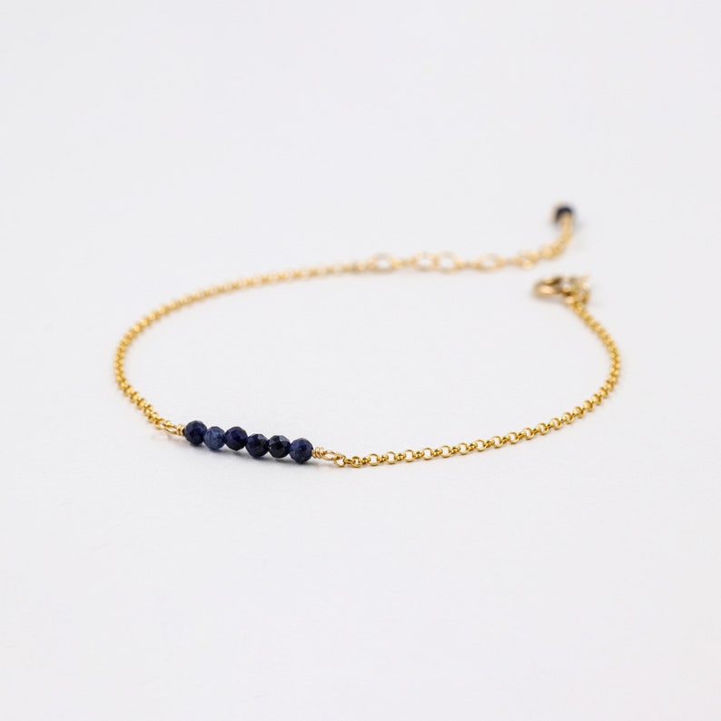 Sapphire bracelet, gold bracelet, dainty bracelet, birthstone jewelry, silver bracelet, natural stones, elegant bracelet, women jewelry image 3