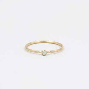 Tiny opal ring, gold filled ring, minimalist ring, opal jewelry, 14k gf ring, thin ring, october ring, birthstone ring, small ring