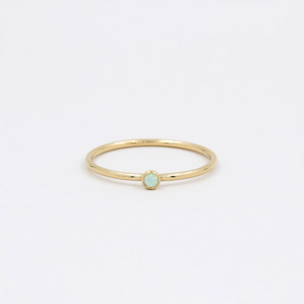 Tiny opal ring, gold filled ring, minimalist ring, opal jewelry, 14k gf ring, thin ring, october ring, birthstone ring, small ring