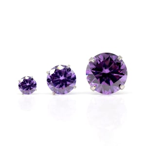 February earrings, birthstone jewelry, sterling silver, amethyst studs, dainty earrings, womens earrings, children gift, birthday jewelry