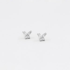 May include: A pair of silver butterfly earrings with clear cubic zirconia stones.