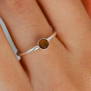 Tiger's eye ring, silver ring, minimalist ring, womens ring, sterling silver, natural stone, small ring, promise ring, gold filled, gift