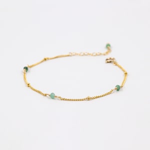 Emerald bracelet, gold bracelet, birthstone jewelry, dainty bracelet, layered bracelet, sterling silver, gemstone, natural stones image 2