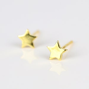 Gold star studs, tiny studs, celestial earrings, star earrings, minimalist earrings, star jewelry, celestial jewelry, gold plated studs image 4