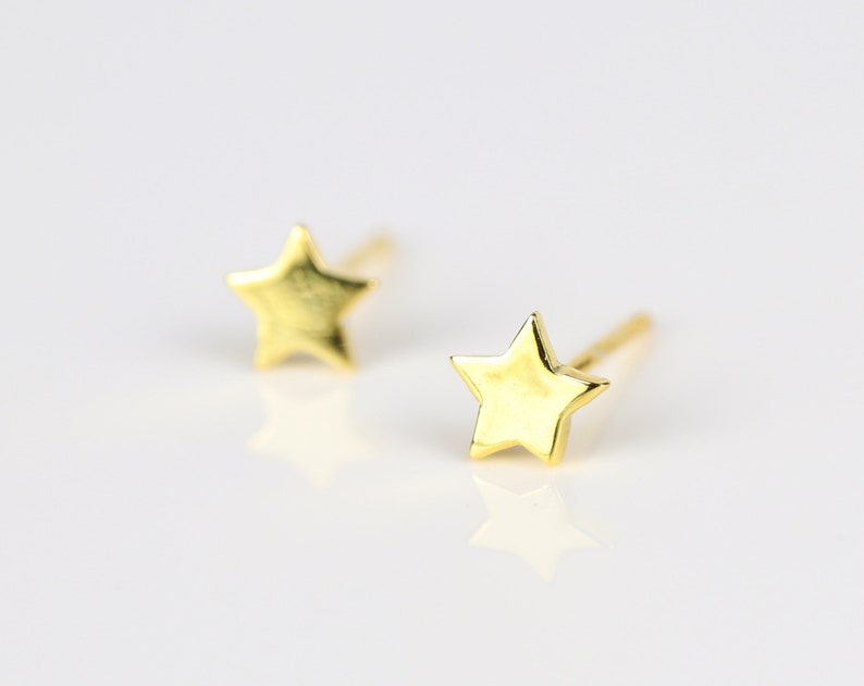 Gold star studs, tiny studs, celestial earrings, star earrings, minimalist earrings, star jewelry, celestial jewelry, gold plated studs image 4