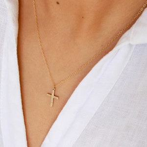 Cross necklace, gold necklace, religious necklace, dainty necklace, women necklace, 14k gold filled, small necklace, gold jewelry image 4
