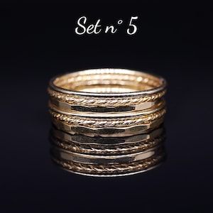 Set 3 gouden ringen, stapelbare ringen, 14k gevuld goud, midi ring, vrouwen ringen, delicate ring, gouden juweel, dunne ring, moderne ring afbeelding 7