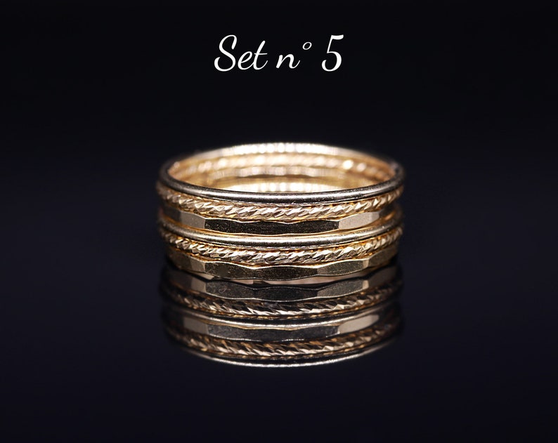 Set 3 gouden ringen, stapelbare ringen, 14k gevuld goud, midi ring, vrouwen ringen, delicate ring, gouden juweel, dunne ring, moderne ring afbeelding 7