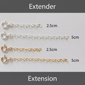 Bracelet extender, necklace extender, sterling silver, 14k gold filled, 2.5cm or 5cm