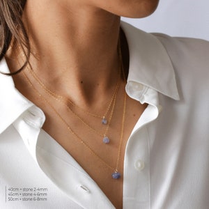 Collier larimar, or rempli ou argent, collier délicat, collier minimaliste, bijou larimar, collier or, pierre naturelle, collier bohème image 7